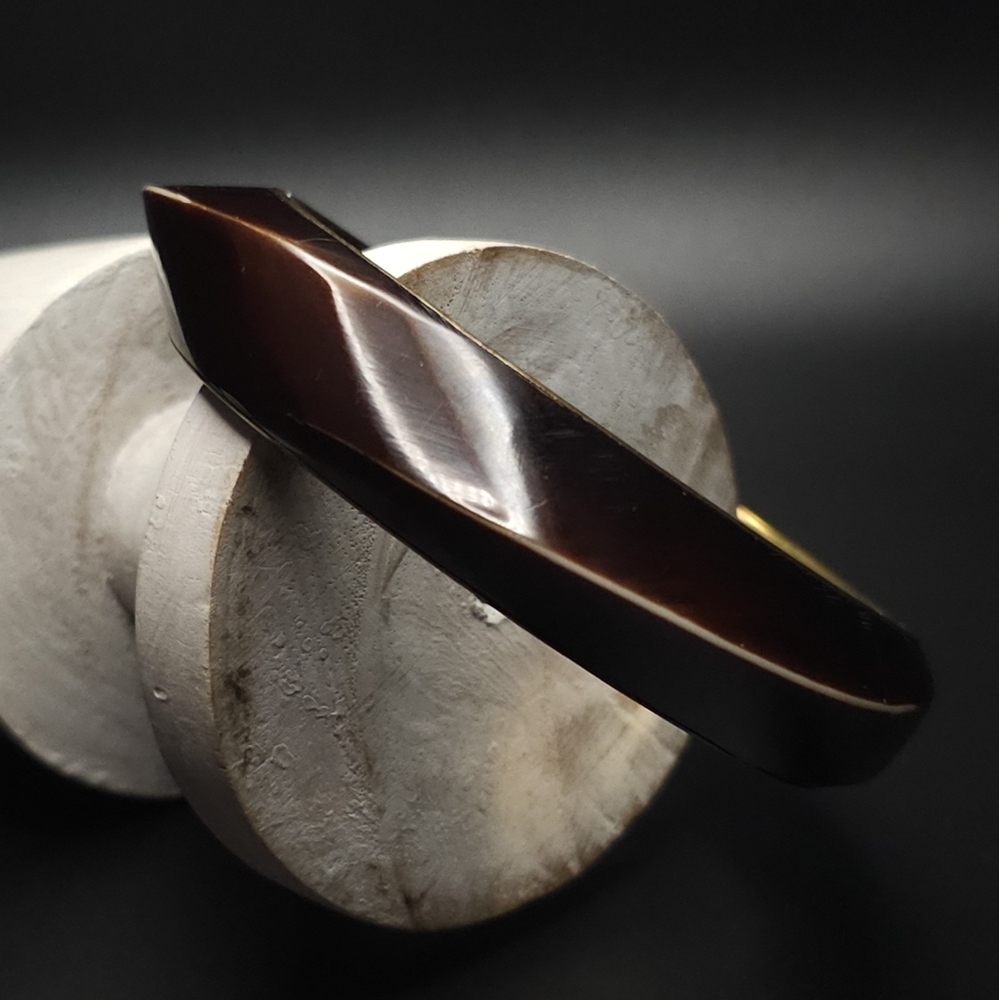 Vintage brass & horn bracelet.